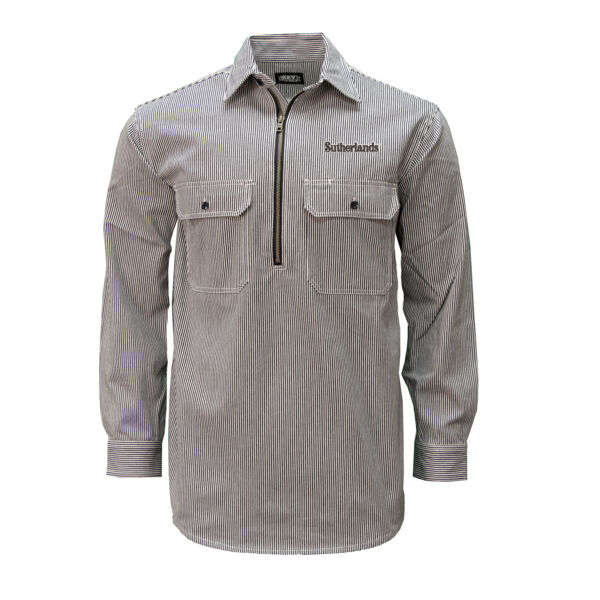 Hickory Stripe Zip Front Logger Shirt Thumbnail