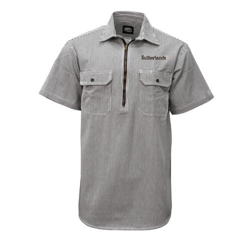 Hickory Stripe SS Zip Front Logger Shirt Thumbnail